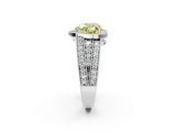 White gold Fancy Yellow Heart Cut Halo Diamond Split Shank Ring with Prong Setting_8