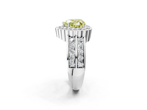 White gold Fancy Yellow Heart Cut Halo Diamond Split Shank Ring with Scalloped Prong Setting_14
