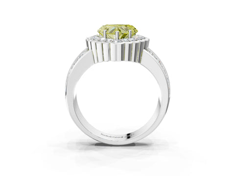 White gold Fancy Yellow Heart Cut Halo Diamond Split Shank Ring with Scalloped Prong Setting_15