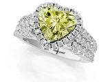 White gold Fancy Yellow Heart Cut Halo Pavé Diamond Engagement Ring with Split Shank and Four-Prong Setting_28