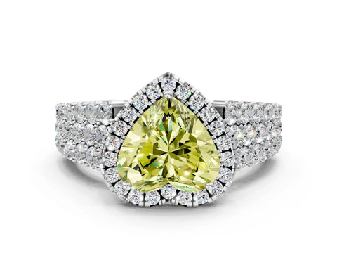 White gold Fancy Yellow Heart Cut Halo Pavé Diamond Engagement Ring with Split Shank and Four-Prong Setting_3