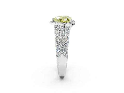 White gold Fancy Yellow Heart Cut Halo Pavé Diamond Engagement Ring with Split Shank and Four-Prong Setting_5