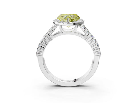 White gold Fancy Yellow Heart Cut Halo Pavé Diamond Engagement Ring with Split Shank and Four-Prong Setting_6