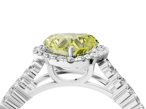 White gold Fancy Yellow Heart Cut Halo Pavé Diamond Engagement Ring with Split Shank and Four-Prong Setting_7