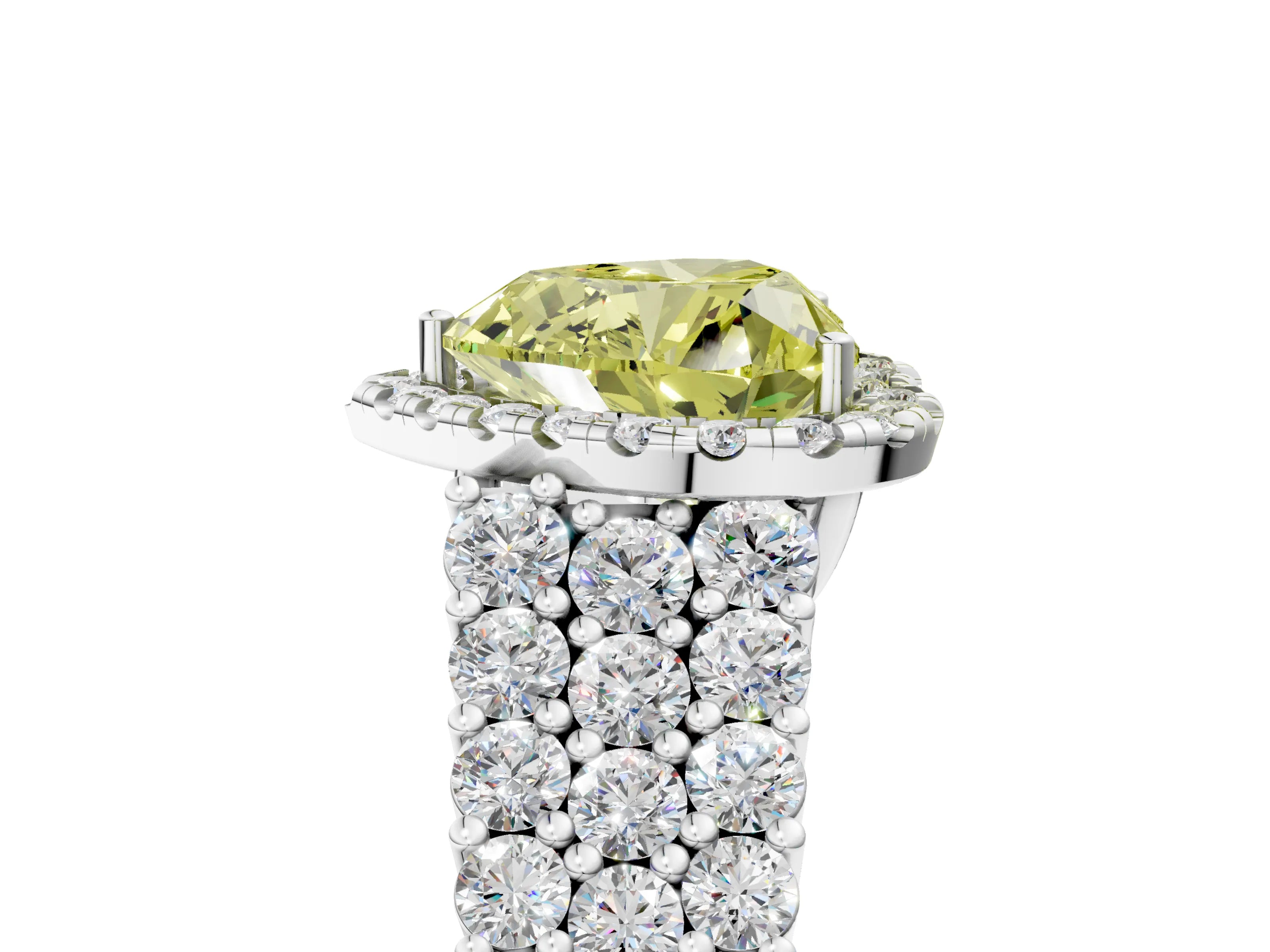 White gold Fancy Yellow Heart Cut Halo Pavé Diamond Engagement Ring with Split Shank and Four-Prong Setting_8
