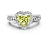 White gold Fancy Yellow Heart  Cut Halo Pave Band Four-Prong Ring_49