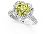 White gold Fancy Yellow Heart  Cut Halo Pave Band Four-Prong Setting Ring_21