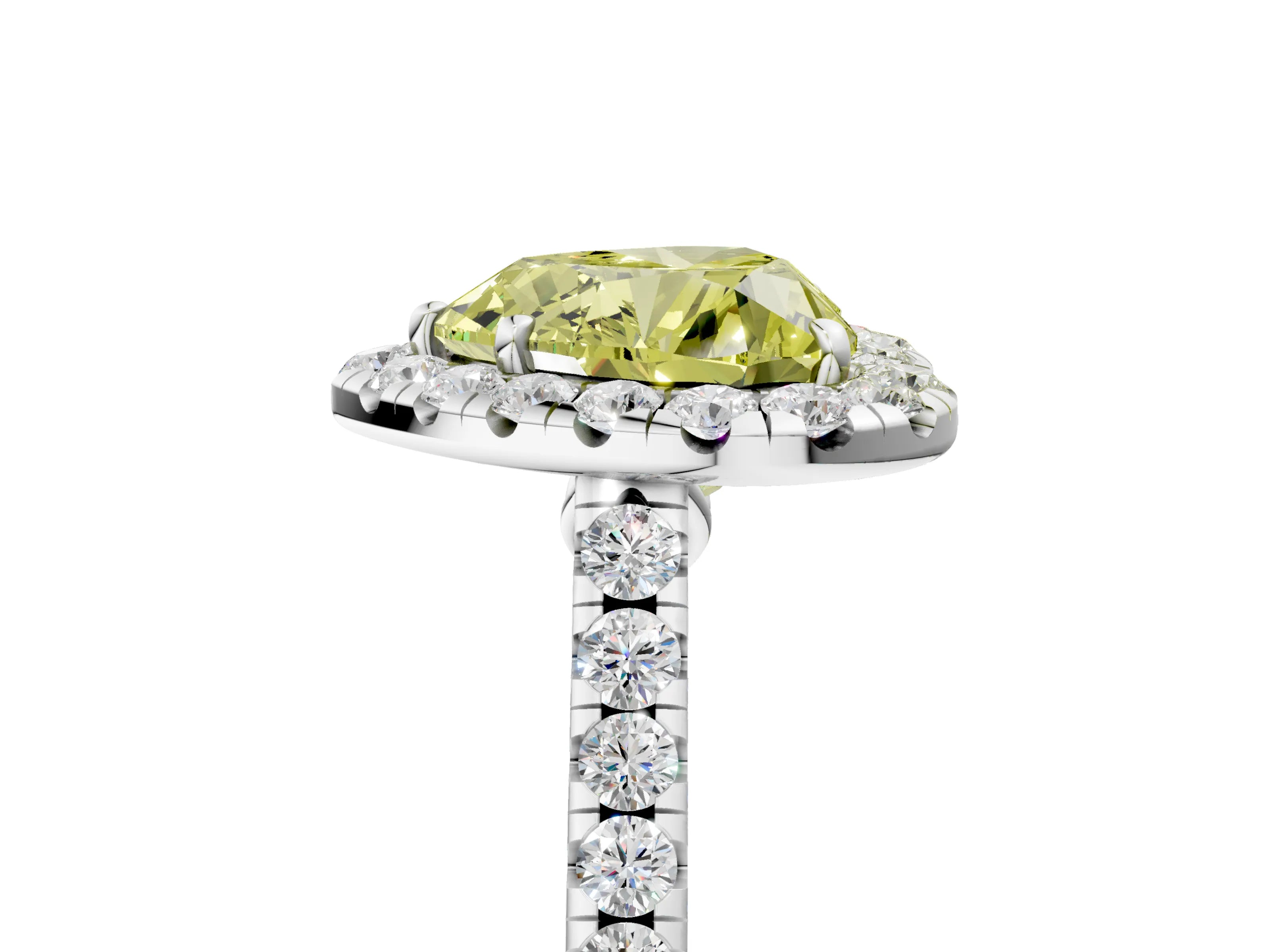 White gold Fancy Yellow Heart Cut Halo Pave Diamond Engagement Ring with Four-Prong Setting_5
