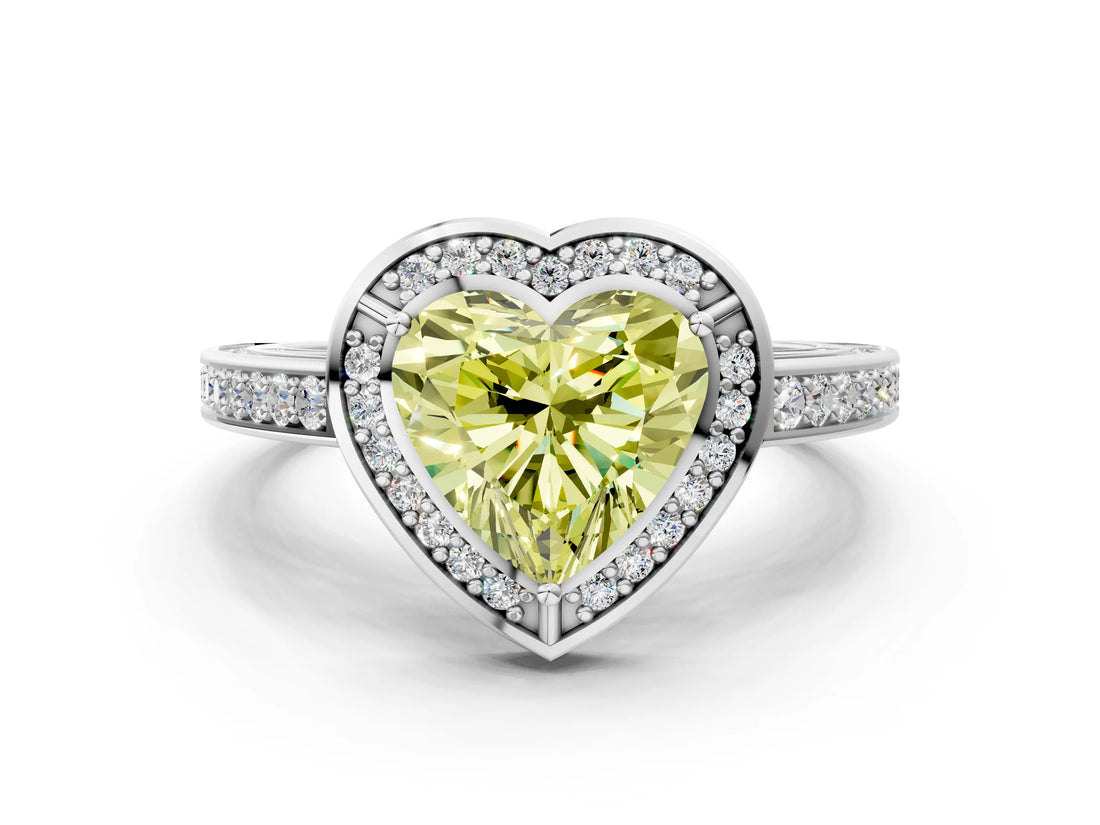 White gold Fancy Yellow Heart  Cut Halo Pave Split Shank Prong Setting Ring_31