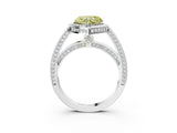 White gold Fancy Yellow Heart  Cut Halo Pave Split Shank Prong Setting Ring_34