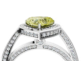 White gold Fancy Yellow Heart  Cut Halo Pave Split Shank Prong Setting Ring_35