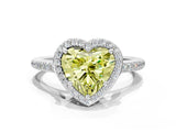 White gold Fancy Yellow Heart Cut Halo Round Diamond Pavé Band with Four-Prong Setting_27
