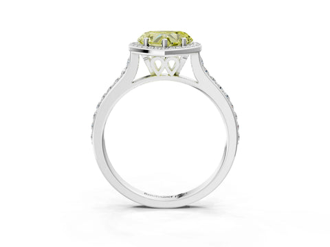 White gold Fancy Yellow Heart Cut Halo Round Diamond Pavé Band with Four-Prong Setting_30