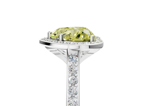 White gold Fancy Yellow Heart Cut Halo Round Diamond Pavé Band with Four-Prong Setting_32