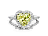 White gold Fancy Yellow Heart Cut Halo Round Diamond Pavé Band with Four-Prong Setting_39