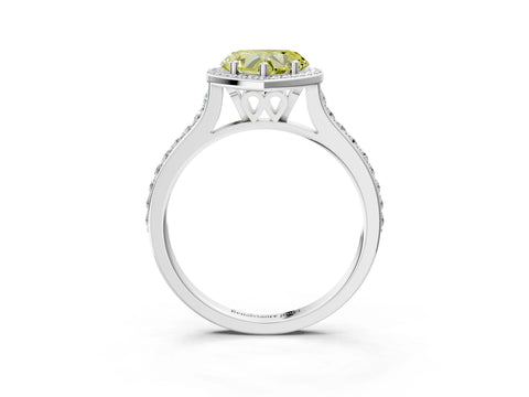 White gold Fancy Yellow Heart Cut Halo Round Diamond Pavé Band with Four-Prong Setting_42