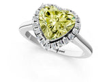 White gold Fancy Yellow Heart Cut Halo Round Diamond Solitaire Engagement Ring with Pave Band and Four-Prong Setting_25