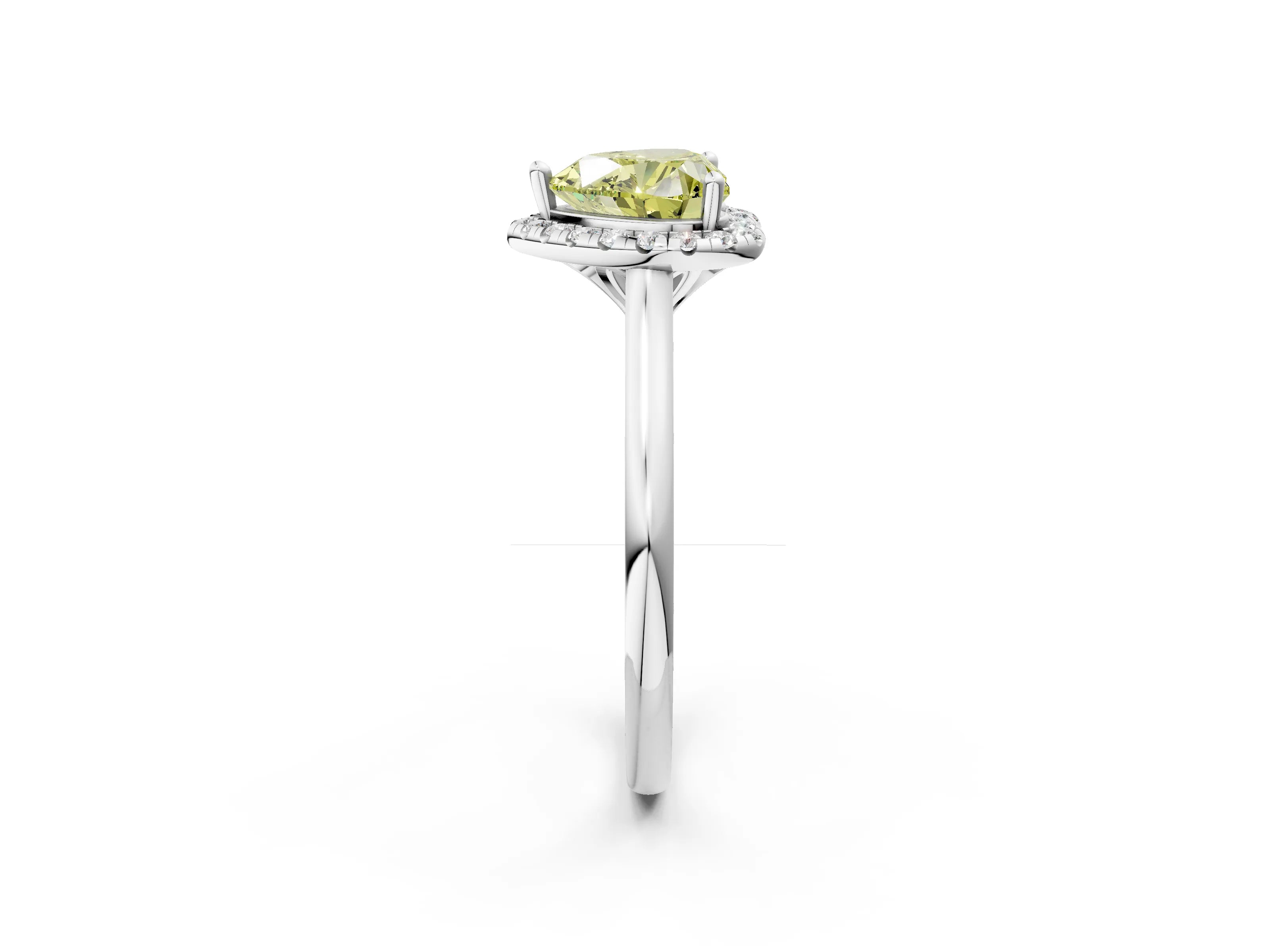 White gold Fancy Yellow Heart Cut Halo Round Diamond Solitaire Engagement Ring with Pave Band and Four-Prong Setting_26