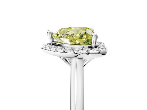 White gold Fancy Yellow Heart Cut Halo Round Diamond Solitaire Engagement Ring with Pave Band and Four-Prong Setting_29
