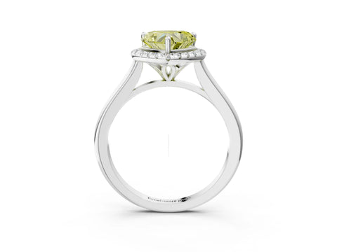 White gold Fancy Yellow Heart Cut Halo Round Diamond Solitaire Engagement Ring with Pave Band and Four-Prong Setting_29