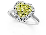White gold Fancy Yellow Heart Cut Halo Round Diamond Solitaire Ring with Pavé Band and Four-Prong Setting_13