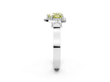 White gold Fancy Yellow Heart Cut Halo Round Diamond Twist Band with Four-Prong Setting_27