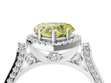 White gold Fancy Yellow Heart Cut Halo Round Diamond Twist Band with Four-Prong Setting_28