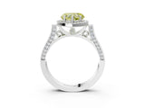 White gold Fancy Yellow Heart Cut Halo Round Diamond Twist Band with Four-Prong Setting_28