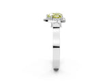 White gold Fancy Yellow Heart Cut Halo Round Diamond Twist Band with Four-Prong Setting_2