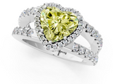 White gold Fancy Yellow Heart  Cut Halo Split Shank Diamond Ring with Four-Prong Setting_46