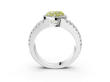 White gold Fancy Yellow Heart  Cut Halo Split Shank Diamond Ring with Four-Prong Setting_48