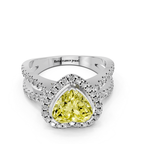 White gold Fancy Yellow Heart  Cut Halo Split Shank Pave Set Ring_32