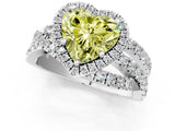 White gold Fancy Yellow Heart  Cut Halo Split Shank Prong Setting Ring_13