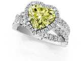 White gold Fancy Yellow Heart  Cut Halo Split Shank Prong Setting Ring_14