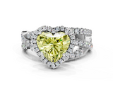 White gold Fancy Yellow Heart  Cut Halo Split Shank Prong Setting Ring_61