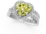 White gold Fancy Yellow Heart  Cut Halo Split Shank Prong Setting Ring_62