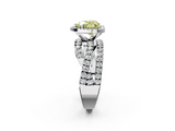 White gold Fancy Yellow Heart  Cut Halo Split Shank Prong Setting Ring_63