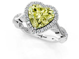 White gold Fancy Yellow Heart Cut Halo Twist Band with Four-Prong Setting_97