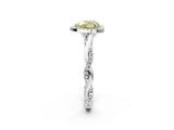 White gold Fancy Yellow Heart Cut Halo Twist Band with Four-Prong Setting_98