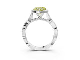 White gold Fancy Yellow Heart Cut Halo Twist Band with Four-Prong Setting_99