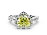 White gold Fancy Yellow Heart  Cut Halo Twisted Band Four-Prong Ring_19