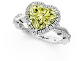 White gold Fancy Yellow Heart  Cut Halo Twisted Band Four-Prong Ring_21