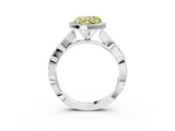 White gold Fancy Yellow Heart  Cut Halo Twisted Band Four-Prong Ring_22