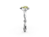 White gold Fancy Yellow Heart  Cut Halo Twisted Band Four-Prong Ring_22