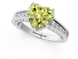 White gold Fancy Yellow Heart  Cut Milgrain Channel Set Engagement Ring with Solitaire Prong Setting_82