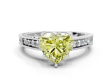 White gold Fancy Yellow Heart  Cut Milgrain Channel Set Engagement Ring with Solitaire Prong Setting_82