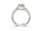 White gold Fancy Yellow Heart  Cut Milgrain Channel Set Engagement Ring with Solitaire Prong Setting_85