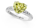 White gold Fancy Yellow Heart  Cut Pavé Band Solitaire Ring with Four-Prong Setting_22