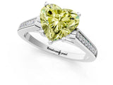 White gold Fancy Yellow Heart Cut Solitaire Cathedral Diamond Engagement Ring with Channel-Set Band and Four-Prong Setting_16