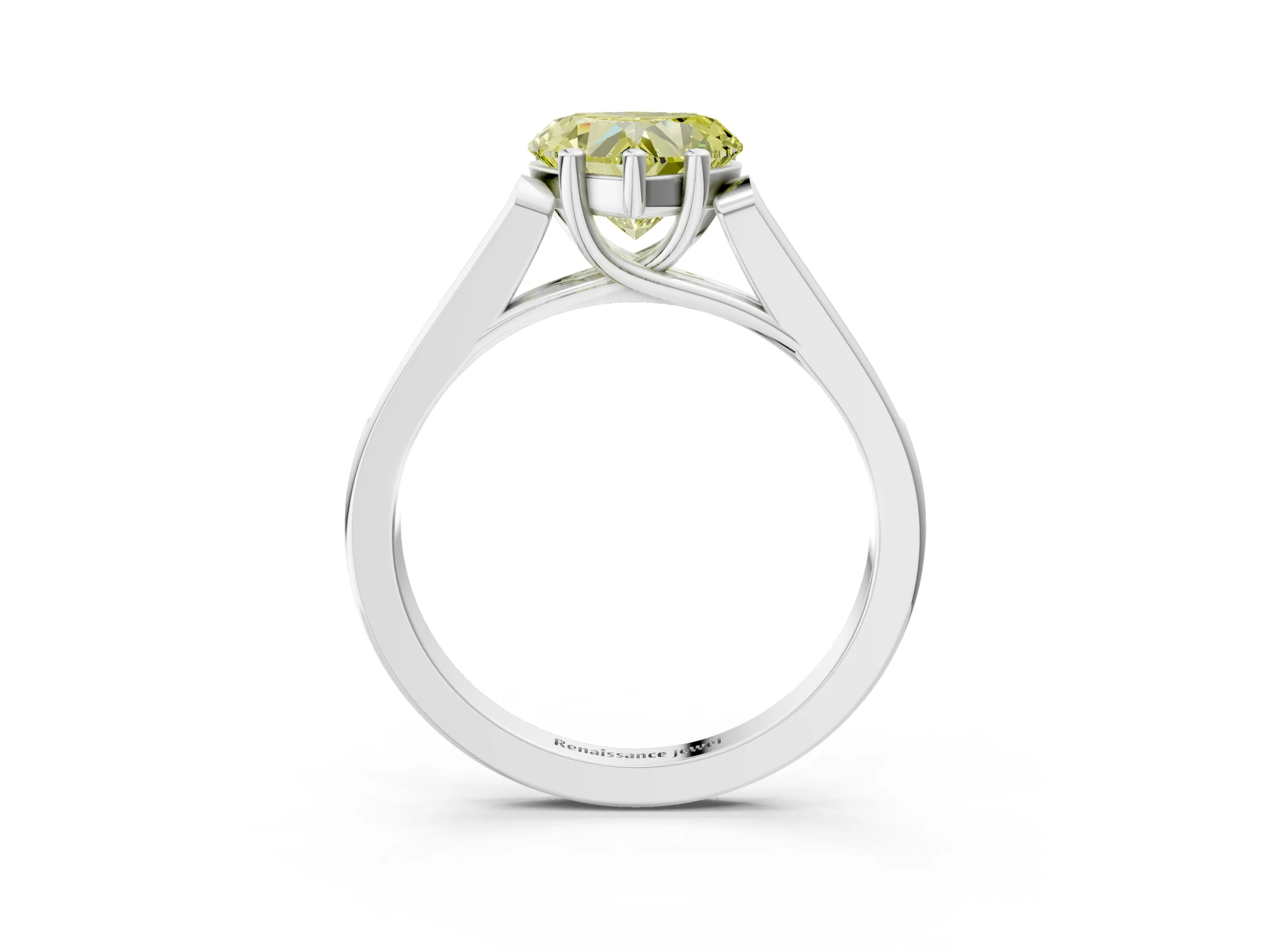 White gold Fancy Yellow Heart Cut Solitaire Cathedral Diamond Engagement Ring with Channel-Set Band and Four-Prong Setting_18